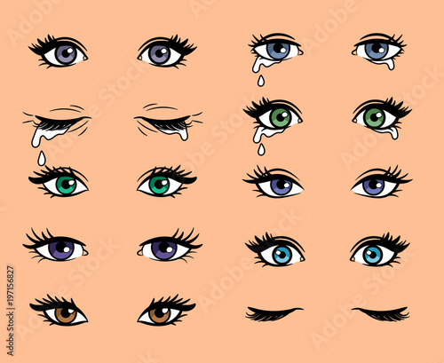 Cartoon pop art female eyes