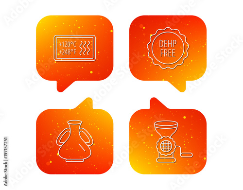 Meat grinder, vase and heat-resistant icons.