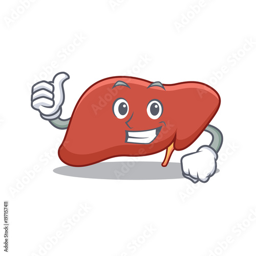 Thumbs up liver character cartoon style