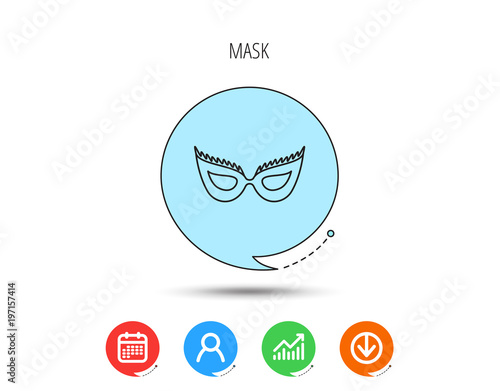 Festive mask icon. Masquerade carnival sign.