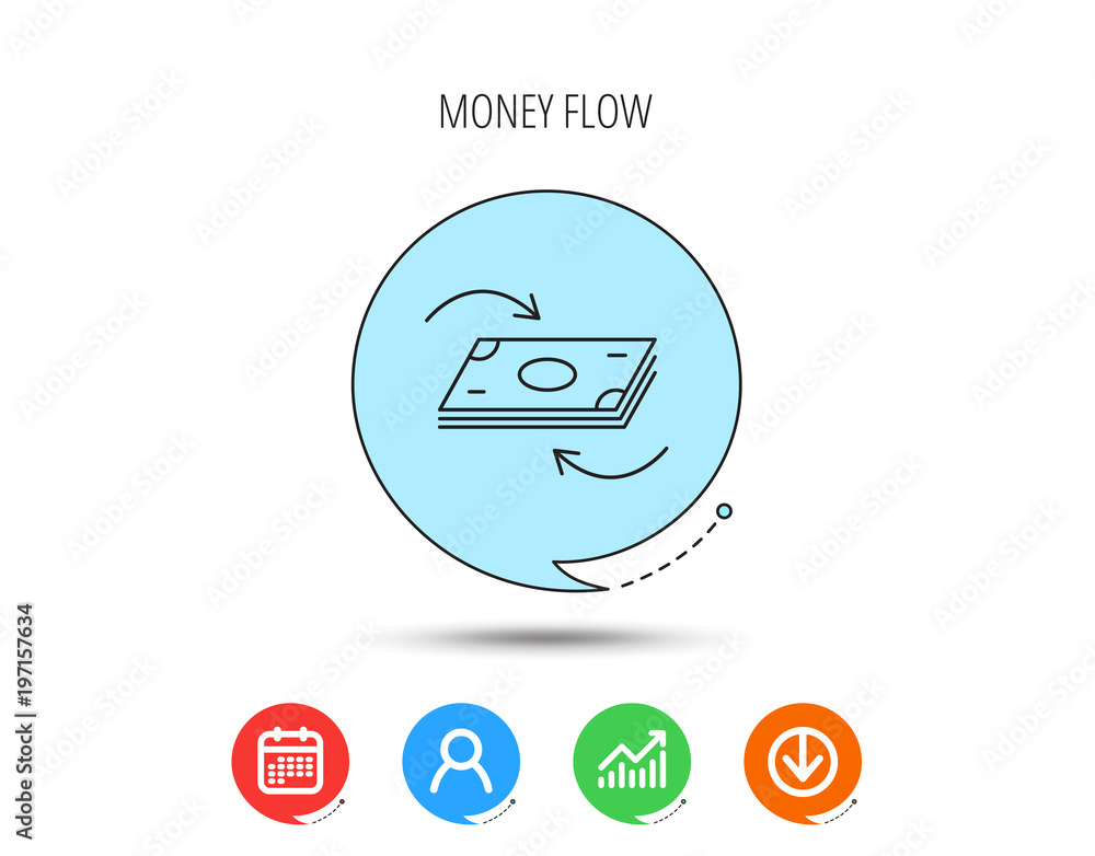 Money flow icon. Cash investment sign. Money flow icon. Cash investment sign.