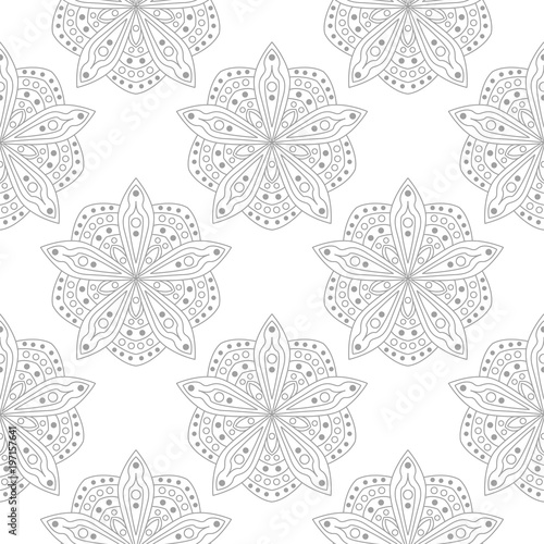 Gray floral seamless design on white background