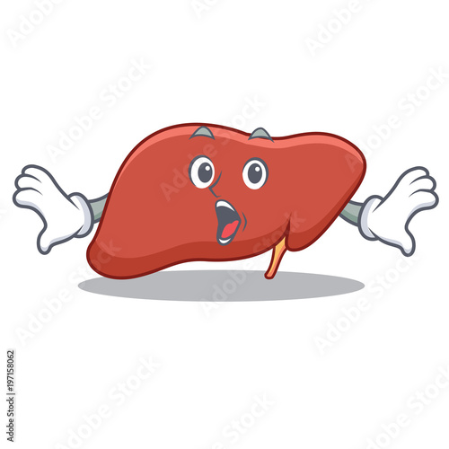 Surprised liver mascot cartoon style