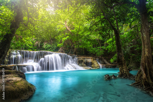 Huay Mae Kamin Waterfall  beautiful waterfall in rainforest at Kanchanaburi province  Thailand