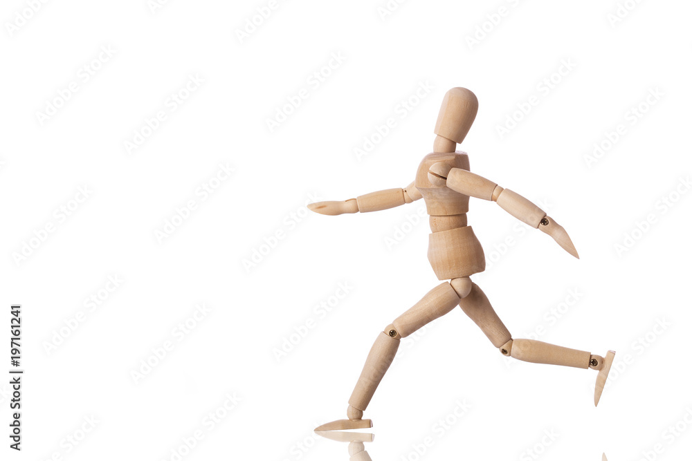 Wooden mannequin isolated on white background Wooden mannequin isolated on white background