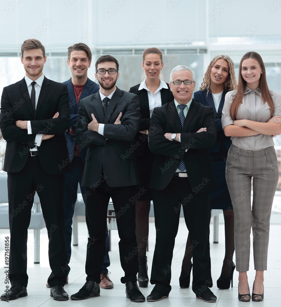 senior businessman and his confident business team