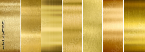 Seven various brushed gold metal textures set