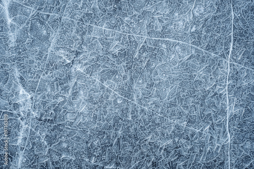 Ice texture, background. High angle view of empty frozen lake with copy space © rangizzz