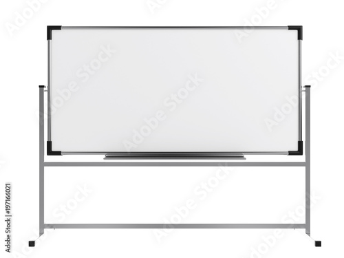 Empty whiteboard (magnetic board) isolated on white. Mockup template - 3D rendering photo
