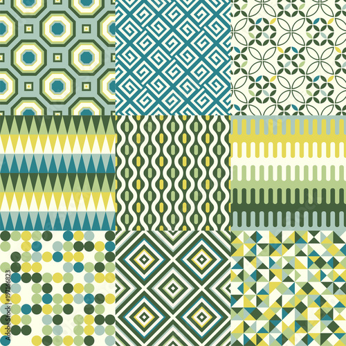 seamless retro geometric pattern set

