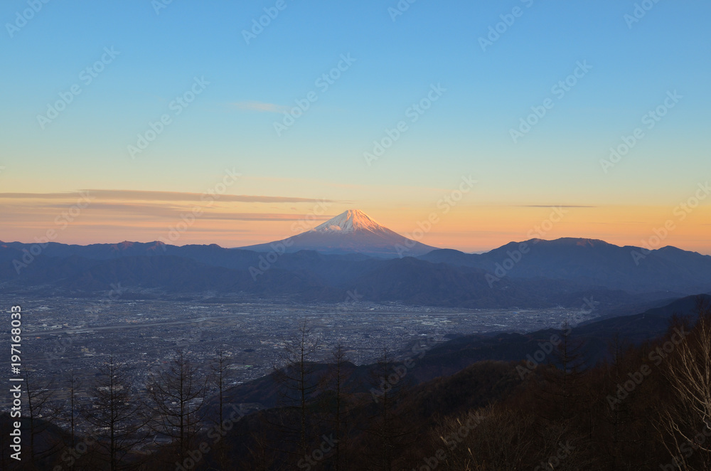 Mt. Fuji over the Kofu Basin from Mt. Amari