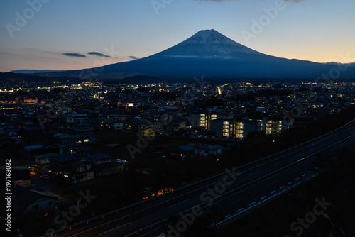 Mt. Fuji over a Provincial City and Highways