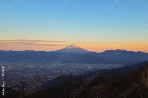 Mt. Fuji over the Kofu Basin from Mt. Amari