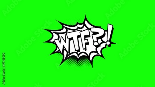 Wallpaper Mural Comic strip speech bubble cartoon animation, with the words wtf. White text, black shape, green background Torontodigital.ca