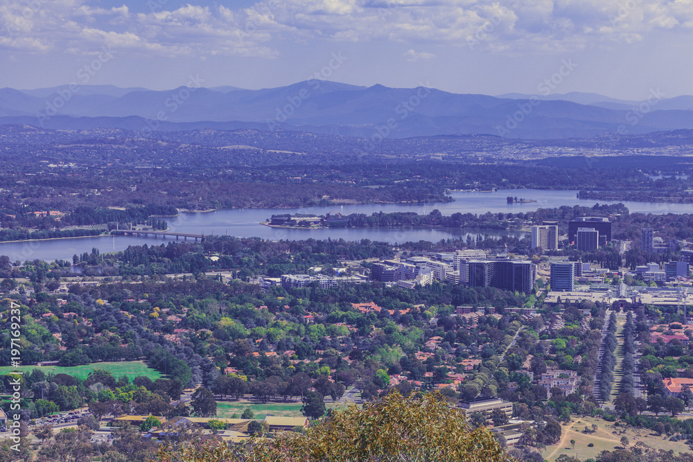 View of Canberra city from Mt. Ainslie lookout