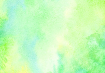 Green watercolor background. by drawing