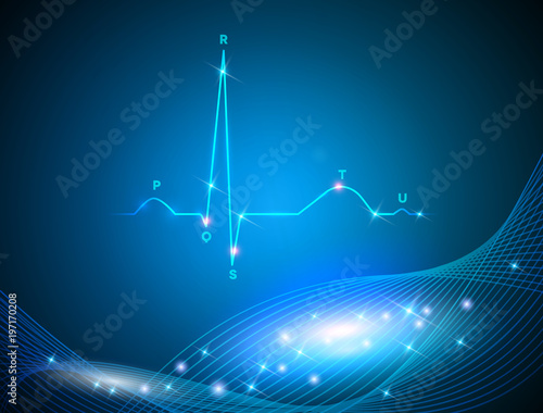 Cardiogram, normal heart rhythm on an abstract background