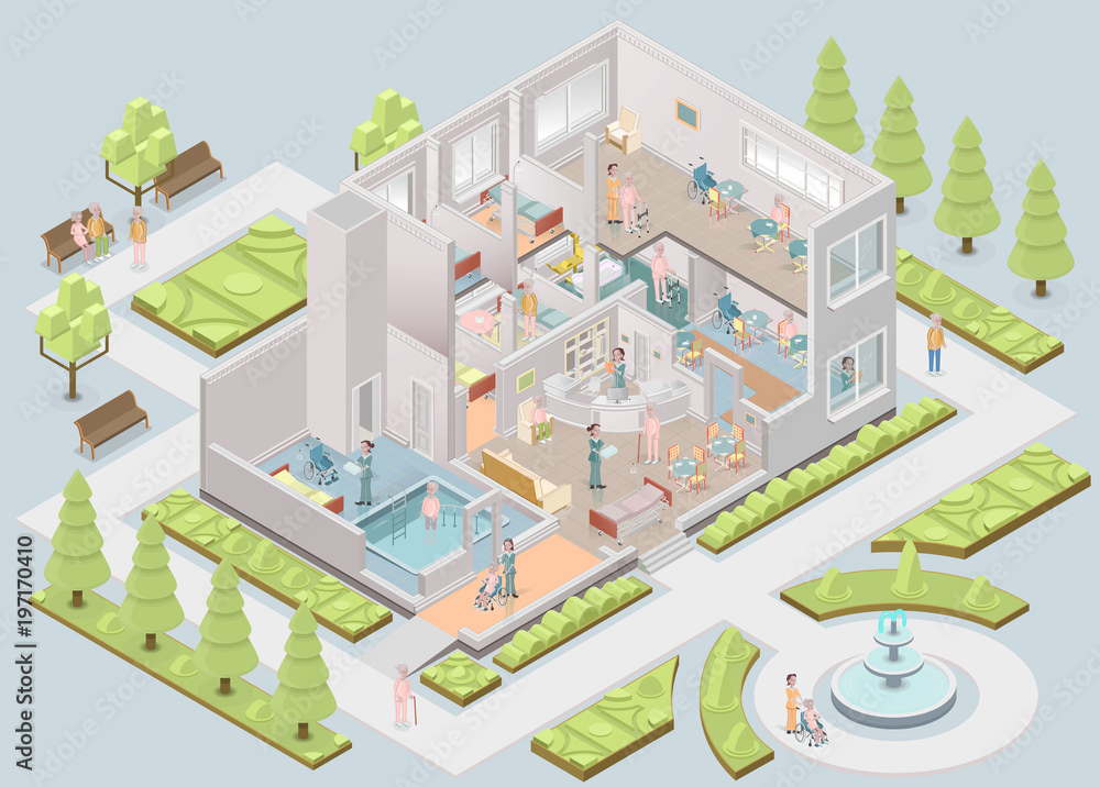 Nursing home. Assisted-living facility. Illustration