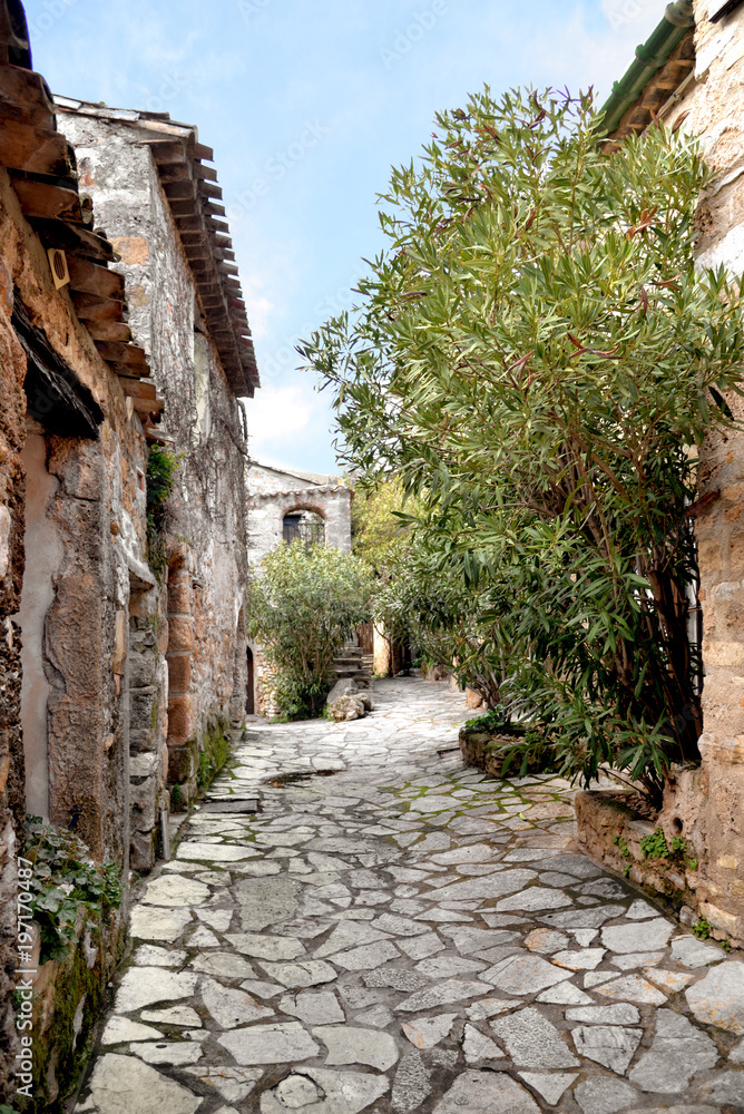 Village de Saint-Guilhem-le-Désert. Sud de la France. Région Occitanie. Rue pittoresque. Saint-Guilhem-le-désert. French medieval village. South of France. UNESCO world heritage site. Village de Saint-Guilhem-le-Désert. Sud de la France. Région Occitanie. Rue pittoresque. Saint-Guilhem-le-désert. French medieval village. South of France. UNESCO world heritage site.