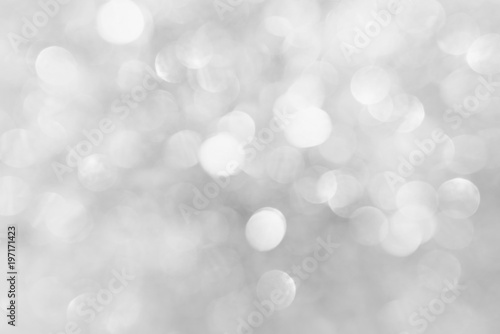 White and silver Bokeh background, abstract shiny white background