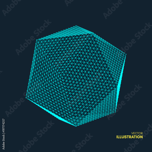 Molecular grid. 3d technology style. Vector illustration. Futuristic connection structure for chemistry and science.