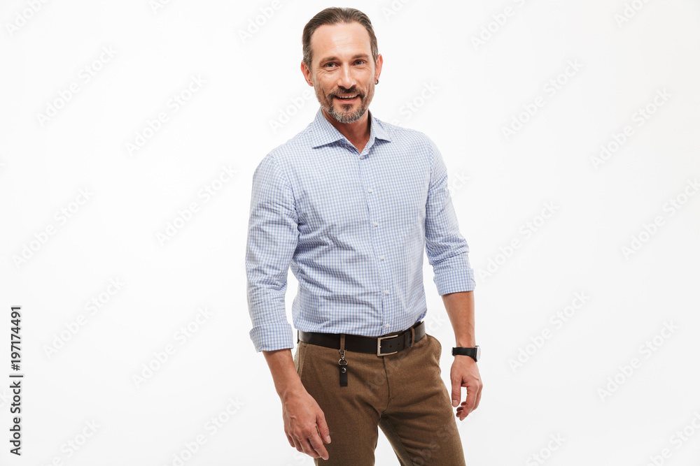 Fototapeta premium Cheerful handsome mature businessman
