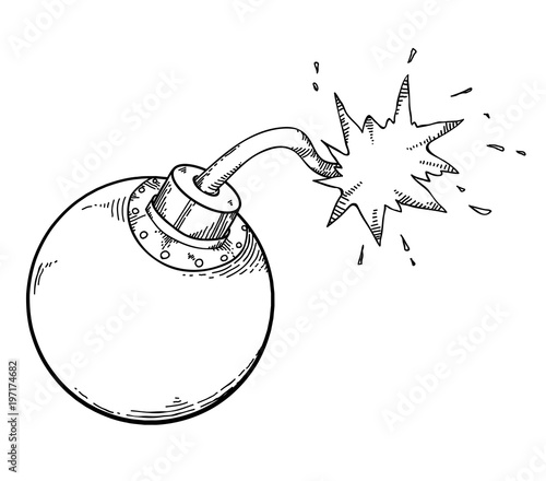 bomb icon cartoon hand drawn