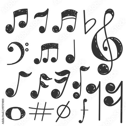 Music note hand draw set concept eps 10