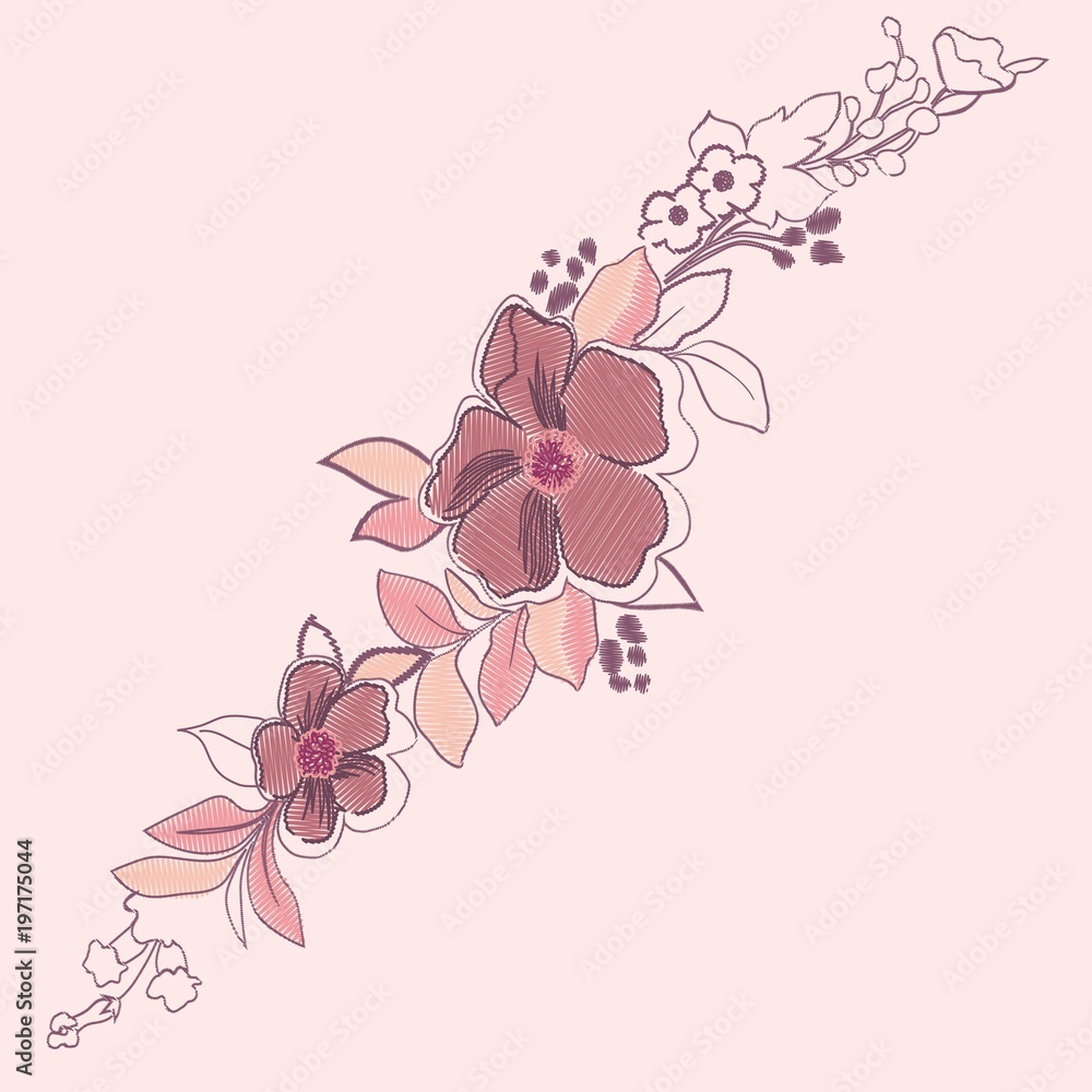 Delicate pink rose and buds on a black background. Vintage postcard. old watercolor. Traditional embroidery. vector illustration