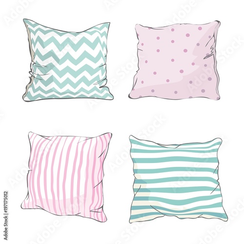 sketch vector illustration of pillow, art, pillow isolated, white pillow, bed pillow
