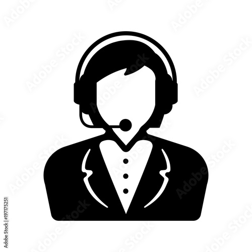 business woman with headset. support / help center operator icon © barks