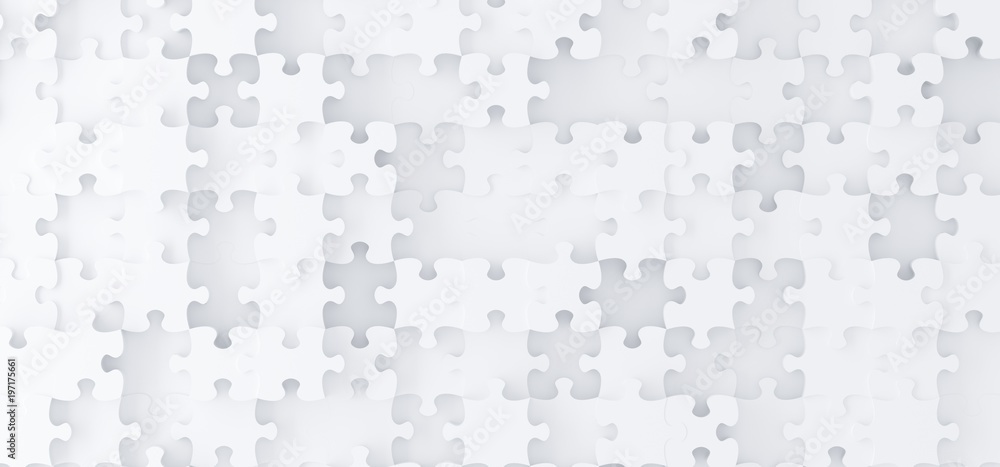 3D Rendering Of Abstract White Puzzle Pieces Top View 3D Rendering Of Abstract White Puzzle Pieces Top View