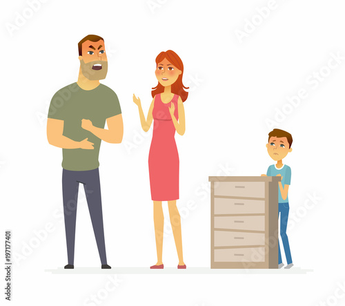 Family argument - cartoon people character isolated illustration