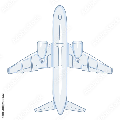 Vector Cartoon White Passenger Airplane. Commercial Aviation Aircraft.