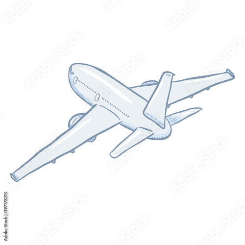 Vector Cartoon White Passenger Airplane. Commercial Aviation Aircraft.
