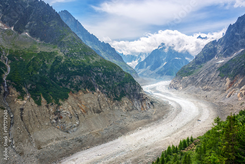 View on glacier Mer de Glace, in Chamonix Mont Blanc Massif, The Alps, France