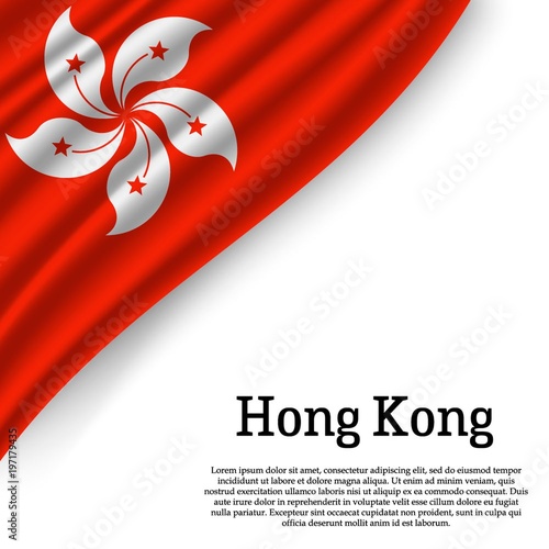 Hong Kong waving flag on white background. Template for independence day. vector illustration photo