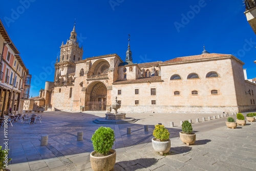 square of cathedral in Burgo de Osma medieval, landmark and monument from thirteenth century, in Soria, Spain, Europe   © Q