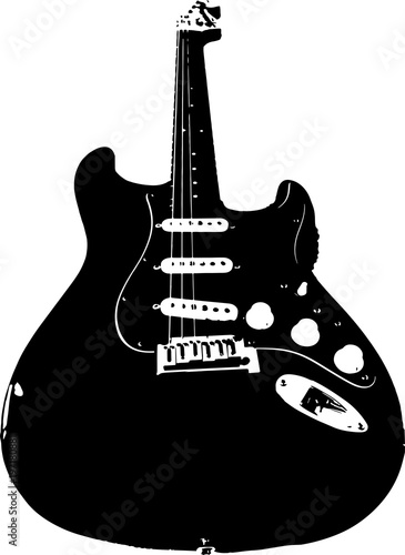 Canvastavla Vector image of electric guitar - telecaster. Black and white.