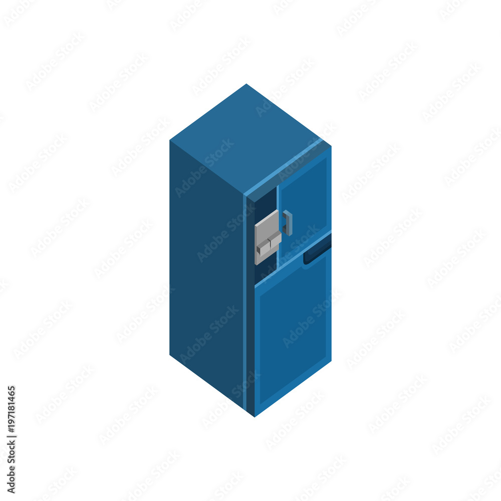 Refrigerator Cooling 3D Isometric Furniture Illustration Refrigerator Cooling 3D Isometric Furniture Illustration