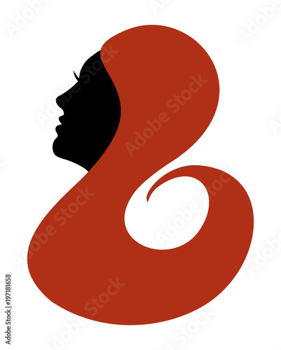 Profile of a beautiful woman with red hair