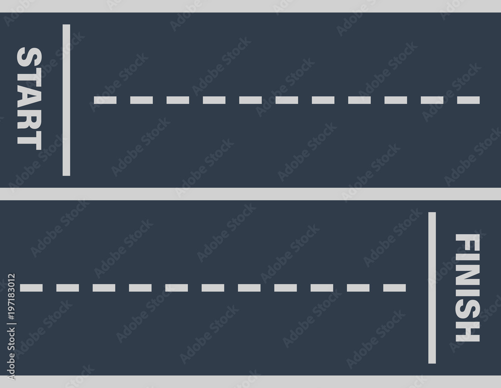 Direct street asphalt road, trail, track. Marks beginning, end road. Direct street asphalt road, trail, track. Marks beginning, end road.