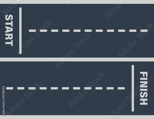 Direct street asphalt road, trail, track. Marks beginning, end road.