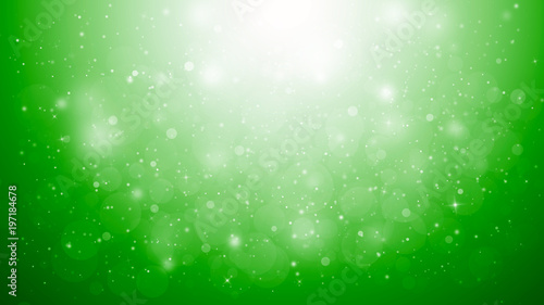 Green glitter sparkles rays lights bokeh Festive Elegant abstract background.
