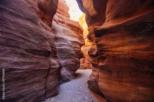 Red canyon in the Israil and sun lights
