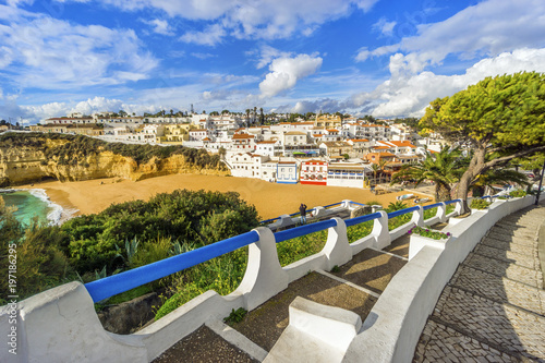 Beautiful beach and cliffs in Carvoeiro, Algarve, Portugal