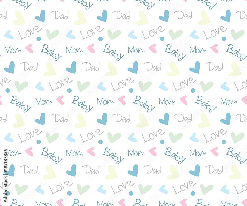 Obraz premium Seamless Pattern Baby, Mom, Dad