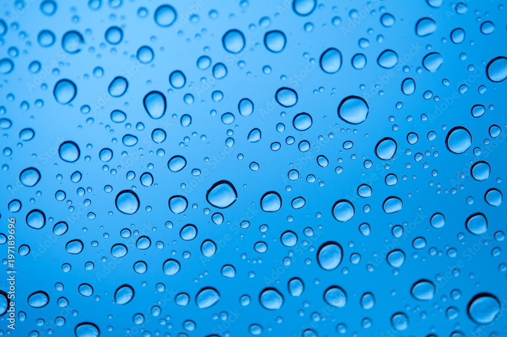 Water drops at blue background