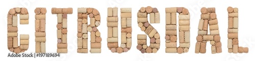 Wine region of South Africa Citrusdal made of wine corks Isolated on white background