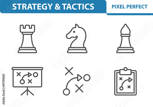 Strategy and Tactics Icons. Professional, pixel perfect icons depicting various strategy, tactics and plans concepts. EPS 8 format.